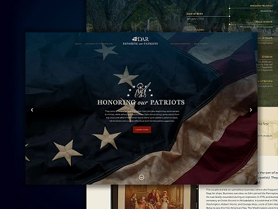 DAR Honoring Our Patriots Website americana blue design historic illustration patriot web design web development website