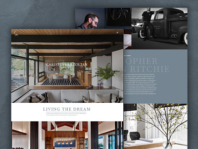 Christopher Zoltan Designs Website blue branding furniture design interior design modern web design web development website