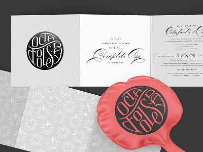 Octafool's Day Invitation april fools black elegant event formal handlettering invitation joke script silly white