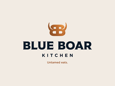 Blue Boar Kitchen b blue boar branding copper design identity logo modern orange restaurant tusks