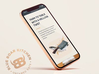 Blue Boar Kitchen Mobile Coming Soon Site boar copper drinks food mobile mobile design navy one page site orange restaurant website