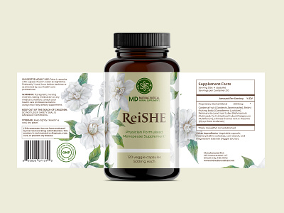 ReiSHE Herbal Menopause Supplement green healthcare herbal holistic illustration label design medicine packaging pills supplements