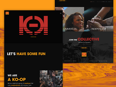 KO-OP Media Website black design graphic design red responsive video web design website yellow