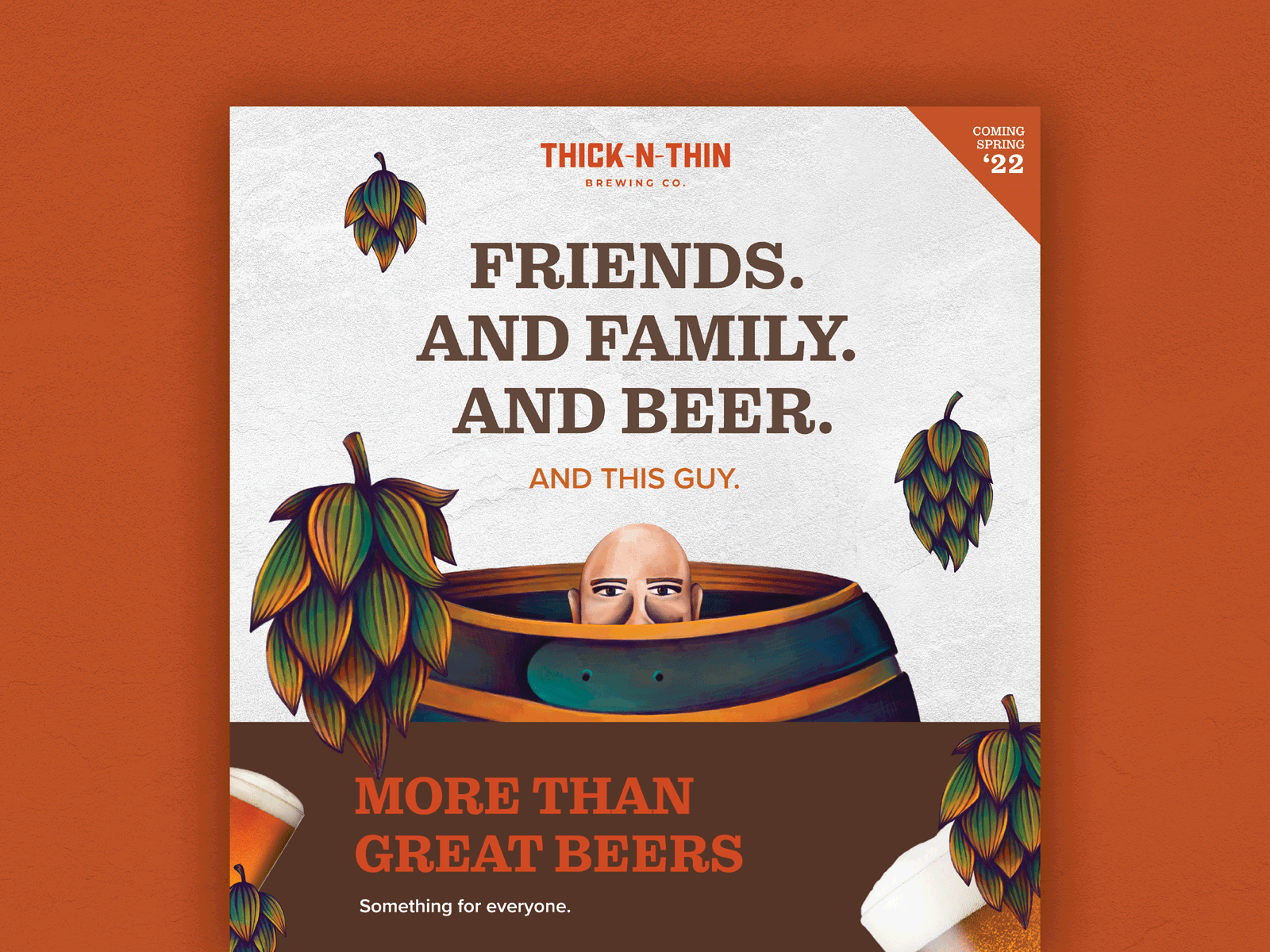 Thick and Thin Brewing Company animation barrel beer branding brewery brown character design flavor hops humor illustration orange seltzer thick thin ux website