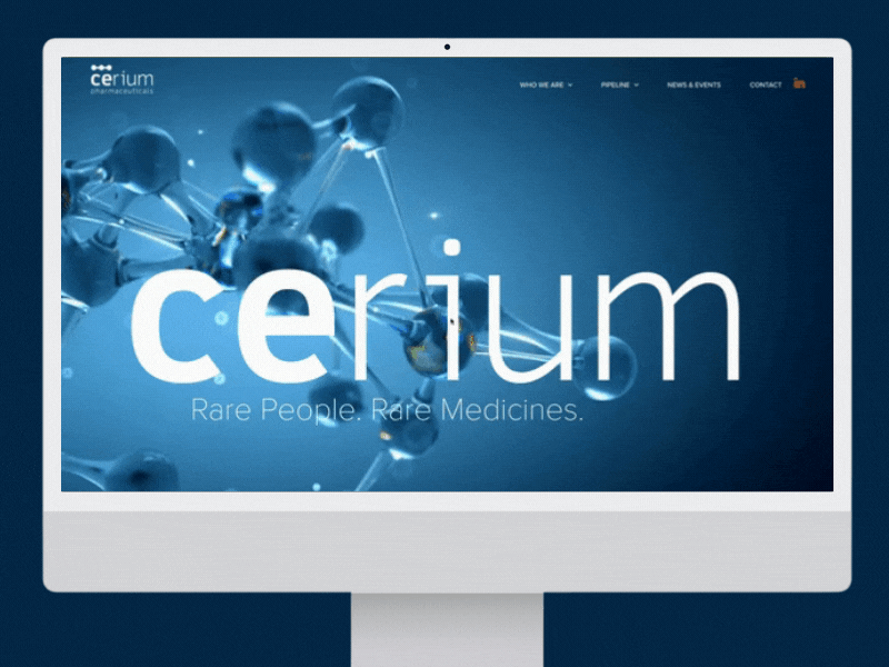 Cerium Pharmaceuticals Website blue clean design medical modern motion orange pharmaceutical scientific web development website