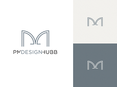 PM Design Hubb Logo architect architecture branding construction line logo m p