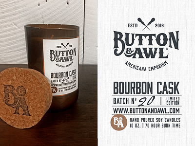 Button & Awl Candle Label candle design frederick label packaging print soy candle typography