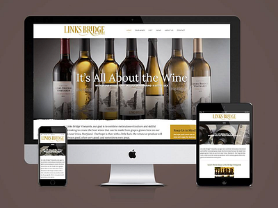 Links Bridge Vineyards Website Design black gold responsive vineyard web design website wine winery