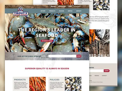 Trout's Supreme Seafood Website crabs oysters responsive seafood website