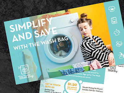 The Wash Bag Postcard bright clean fresh laundry oversized postcard print service