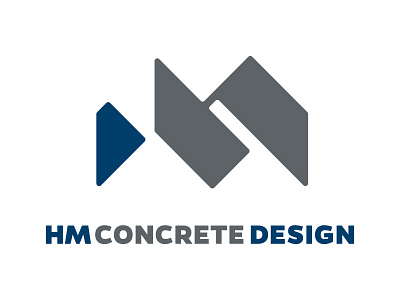 HM Concrete Design Final Logo blue clean concrete construction design gray h logo m modern