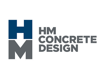 HM Concrete Design Logo Concept 2 blue clean concrete construction design gray h logo m modern