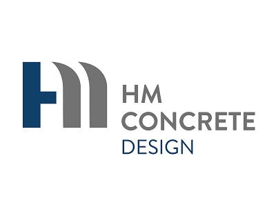 HM Concrete Design Logo Concept 3 blue clean concrete construction design gray h logo m modern