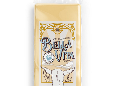 Bella Vita Goat Cheese Label beautiful life bella vita branding cheese goat illustration label labeldesign packaging