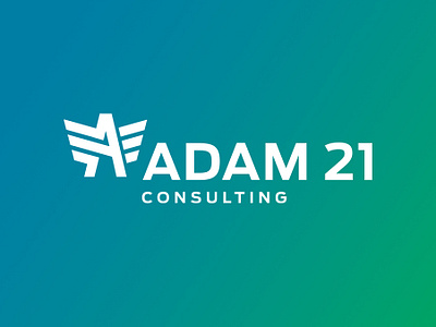 Adam 21 Consulting Logo blue branding green identy logo sans serif star wings