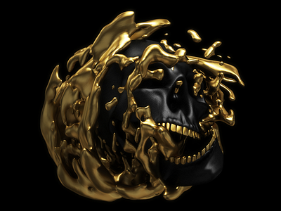 Gold Rush 3d art design digitalart dribbble debut flow gold goldrush graphicdesign motion piacentino skull