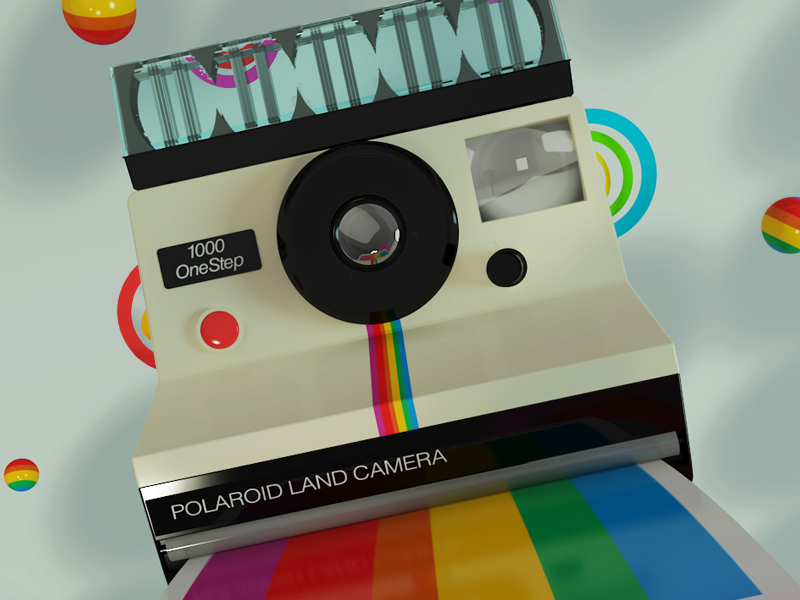 Polaroid Style dribbble vray 3dsmax camera polaroid piacentino graphicdesign illustration color render digitalart design 3d