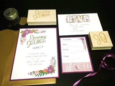 I got the golden ticket bling diy embossing flowers gold invites lettering rsvp stamp wedding