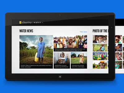 charity: water Windows 8 app app charity: water metro surface tablet ui ux windows 8