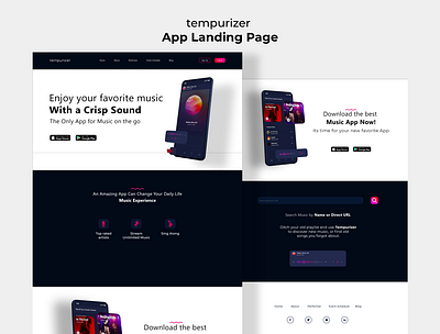 Tempurizer| App Landing Page Design adobe xd design landing page ui ui design xddailychallenge
