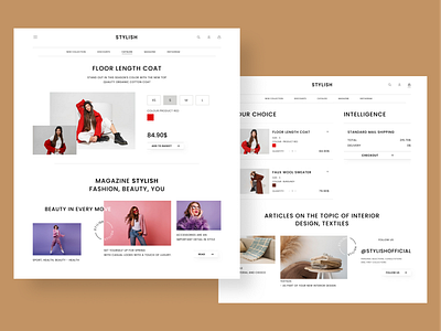 Clothing store STYLISH. Card and shopping cart apparel basket branding card product clothes clothing descktop design dress garments graphic design illustration product shopping stile store ui ux web website