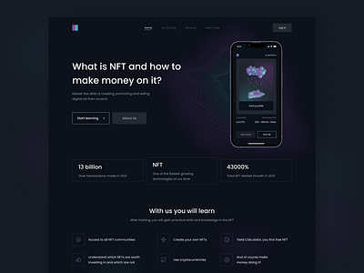 Education NFT market app blockchain courses crypto cryptoart design education ethereum graphic design nft nft design nft landing token ui ux web цуи