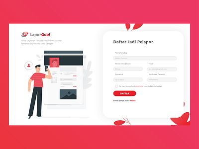 Sign Up Page Report Problem Website of Goverment Indonesia design sign up page ui web design