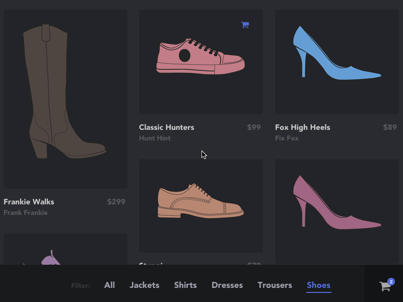 Filterable Product Grid demo flickity isotope css html product grid animation gif blueprint