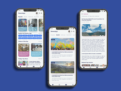 Screen Explorations-News App app design ui ux