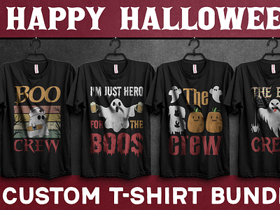 Happy Halloween custom T-shirt bundle. adobe bundle custom design graphic design halloween happy happy-halloween illustration portofolio t-shirt typography vector