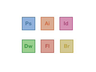 Adobe Creative Icons adobe art bridge cmyk dreamweaver flash flat icon illustrator indesign logo photoshop