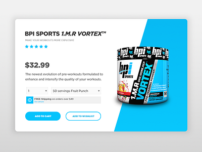 BPI Sports 1.M.R Vortex Product Card app blue bpi colors gaming mouse product sports tech uiux white