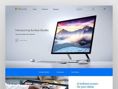 Microsoft Studio Surface Landing Page clean design microsoft minimal simple studio surface ui ux web website