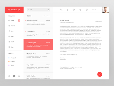 Email Concept app clean desktop email flat friendly mail minimal simple ui user ux
