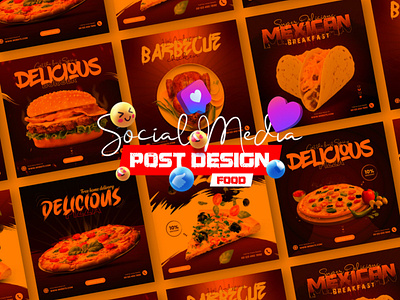 Food Social Media Post Design For Facebook Instagram delicious food design facebook food poster food design food promo post fresh food poster illustration logo ui