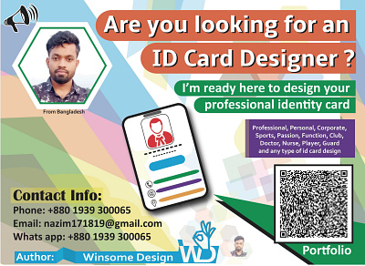 Are you looking for an identity card designer ?? banner poster cover design business card company id card design corporate card design graphic design id card design pass card design