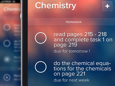 Subject Details app apple blurred chemistry cs6 design due homework ios iphone management mobile photoshop tasks ui