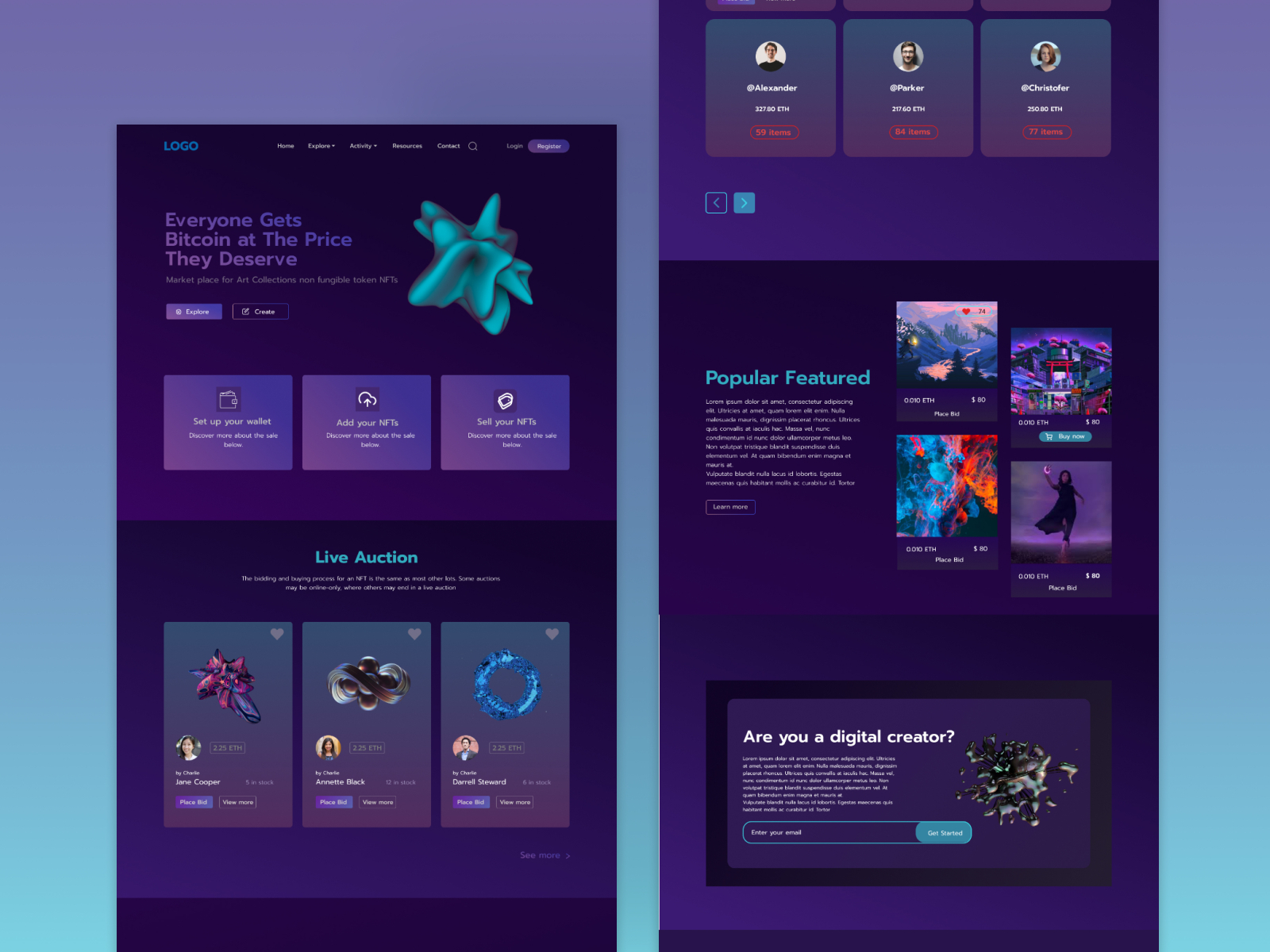 NFTs Landing page by Ferdousi Chowdhury on Dribbble