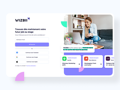 WIZBII : Login and sign up interface