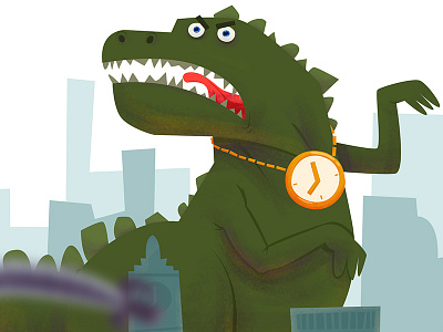 Obvious Dinosaur clock dino dinosaur grrr illustration rapper t rex