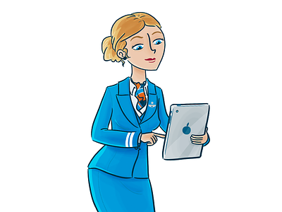 Flight attendant blue flight attendant illustration ipad klm stewardess tablet