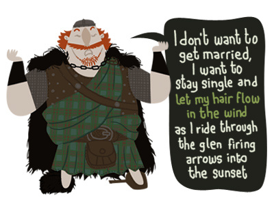King Fergus doesn't want to get married brave character disney green illustration kilt king fergus movie pixar quote typography