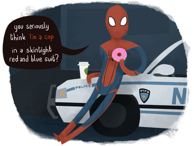 the amazing police-man character cop illustration movie peter parker police spider man