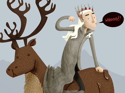 Whooo!! character elf elk hobbit illustration king thranduil moose movie
