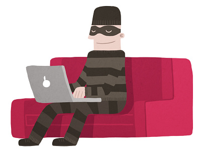 online shoplifting character couch illustration laptop online shoplifter theft thief web