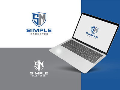 SIMPLE MARKETER" logo design or ABSTRACT letter SM logo design
