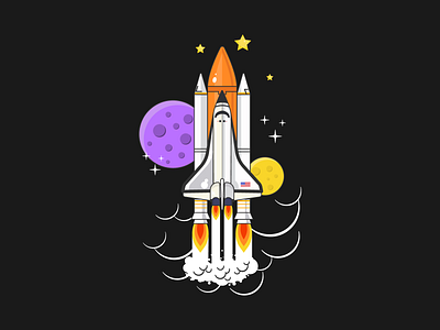 Space shuttle graphic design illustration planet rocket shutle space star start up