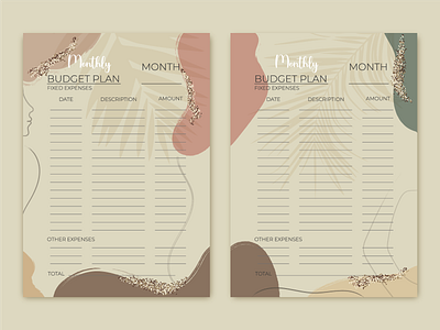 Planner budget graphic design monthly notebook pastel planner sheet vector