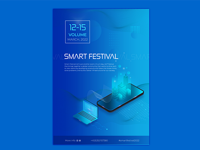 Flyer for techno festival 3d digital flyer graphic design isometric smart technological vector