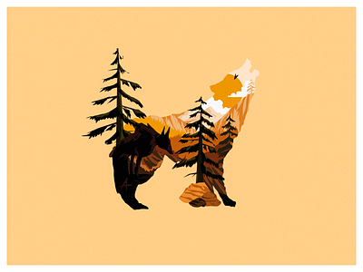 𝕺𝖑𝖉 𝖂𝖔𝖑𝖋 animal autumn design doubleexposure illustration vector wolf